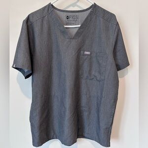 Figs Men's Short Sleeve V-Neck Technical Collection Scrub Top in Charcoal